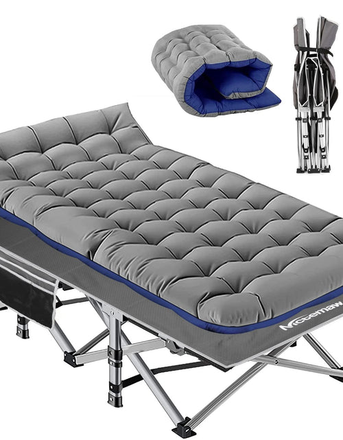 Charger l'image dans la visionneuse de galerie, Nictemaw Folding Camping Cot Portable Camping Cot for Adults 900LBS Heavy Duty Sleeping Cots with Carry Bag Double Layer Oxford Portable Travel Camp Cots for Outdoor Home Office-Grey
