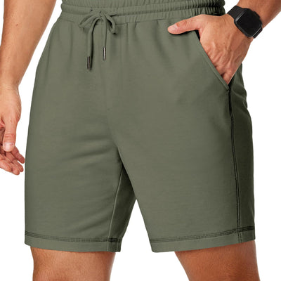 JMIERR Mens Gym Sweat Shorts Cotton 7" Running Workout Green Shorts with Pocket Soft Lounge Shorts XL