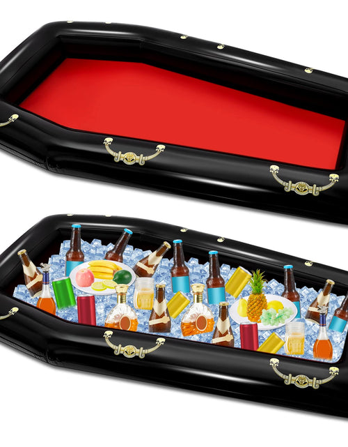 Cargar imagen en el visor de la galería, Paquete de 2 ataúdes inflables de 52 pulgadas, ataúd enfriador de bebidas para fiesta de cumpleaños número 30, fiesta en la piscina, picnic, fiesta de barbacoa, fiesta de Halloween
