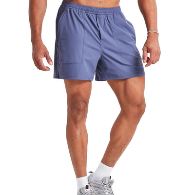 Ouber Mens Athletic Running Shorts Quick Dry Workout Shorts 5" Gym Shorts with Zip Pockets Blue M