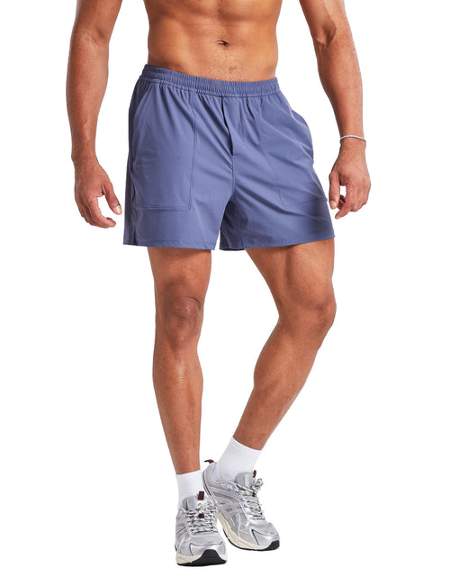 Load image into Gallery viewer, Ouber Mens Athletic Running Shorts Quick Dry Workout Shorts 5" Gym Shorts with Zip Pockets Blue M
