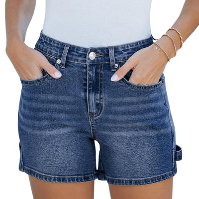 luvamia Womens Fashion Jean Shorts for Women Stretchy High Waisted Denim Shorts Womens Plus Size Shorts Shorts for Women Plus Size Carpenter Shorts Nightfall Blue Size XX-Large Fits Size 20 Size 22