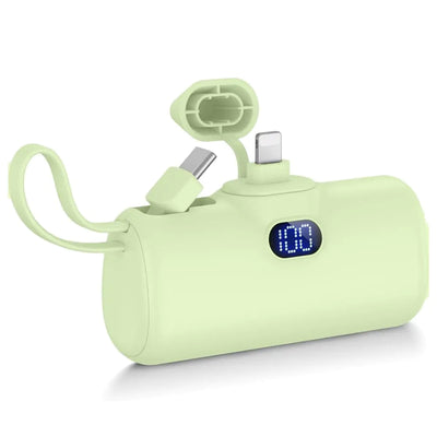 Cargador portátil EMEHIO Mini Power Bank 5000mAh Cargador de teléfono Batería compacta para iPhone y Android Cable USB C Pantalla LCD Batería externa compatible con iPhone 14/13/12/11/XS/X/8/7/6/5