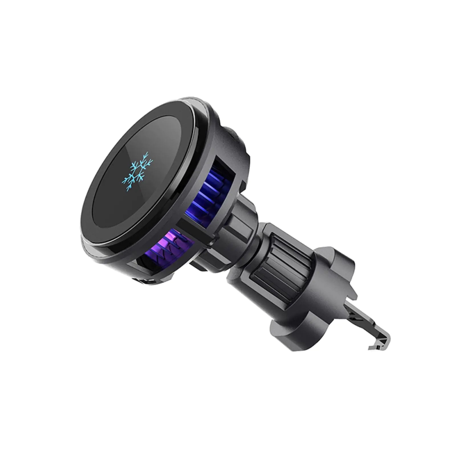 Cargador inalámbrico magnético de refrigeración para coche compatible con Mag-Safe, soporte de teléfono para coche con ventilación de aire para iPhone series 14/13/12 con cargador rápido de coche QC 3.0, color negro