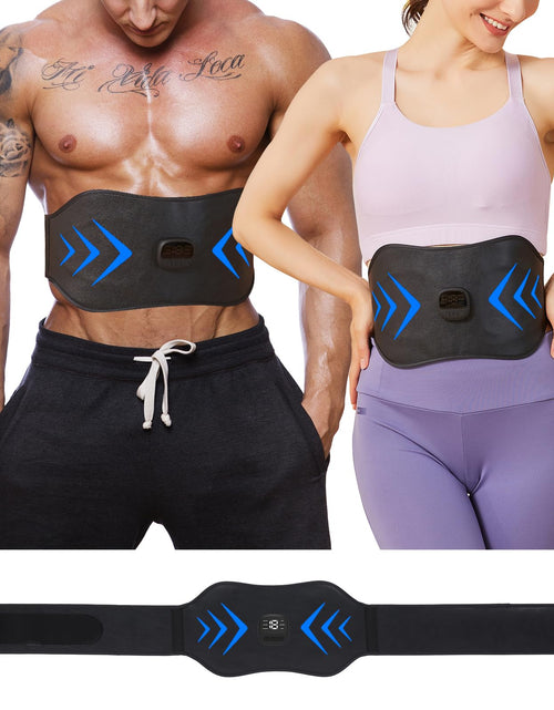 Load image into Gallery viewer, ABS Stimulator EMS Muscle Stimulator Ab Machine Fitness Workout Equipment for Women and Men Portable Muscle Toner for Abdomen Black blue
