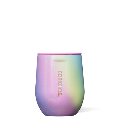 Corkcicle Stemless Insulated Wine Glass Tumbler Rainbow Unicorn 12 oz – Stainless Steel Stemless Wine Glass Keeps Beverages Cold for 6 Hours Hot for 3 Hours – Non-Slip Easy-Grip Insulated Cup