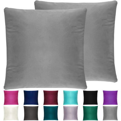 NEXCOVER Housses de coussin en velours – Lot de 2 taies d'oreiller 50 x 50 cm – Housse de coussin décorative carrée – Douce et résistante à la décoloration – Pour chambre, canapé, gris