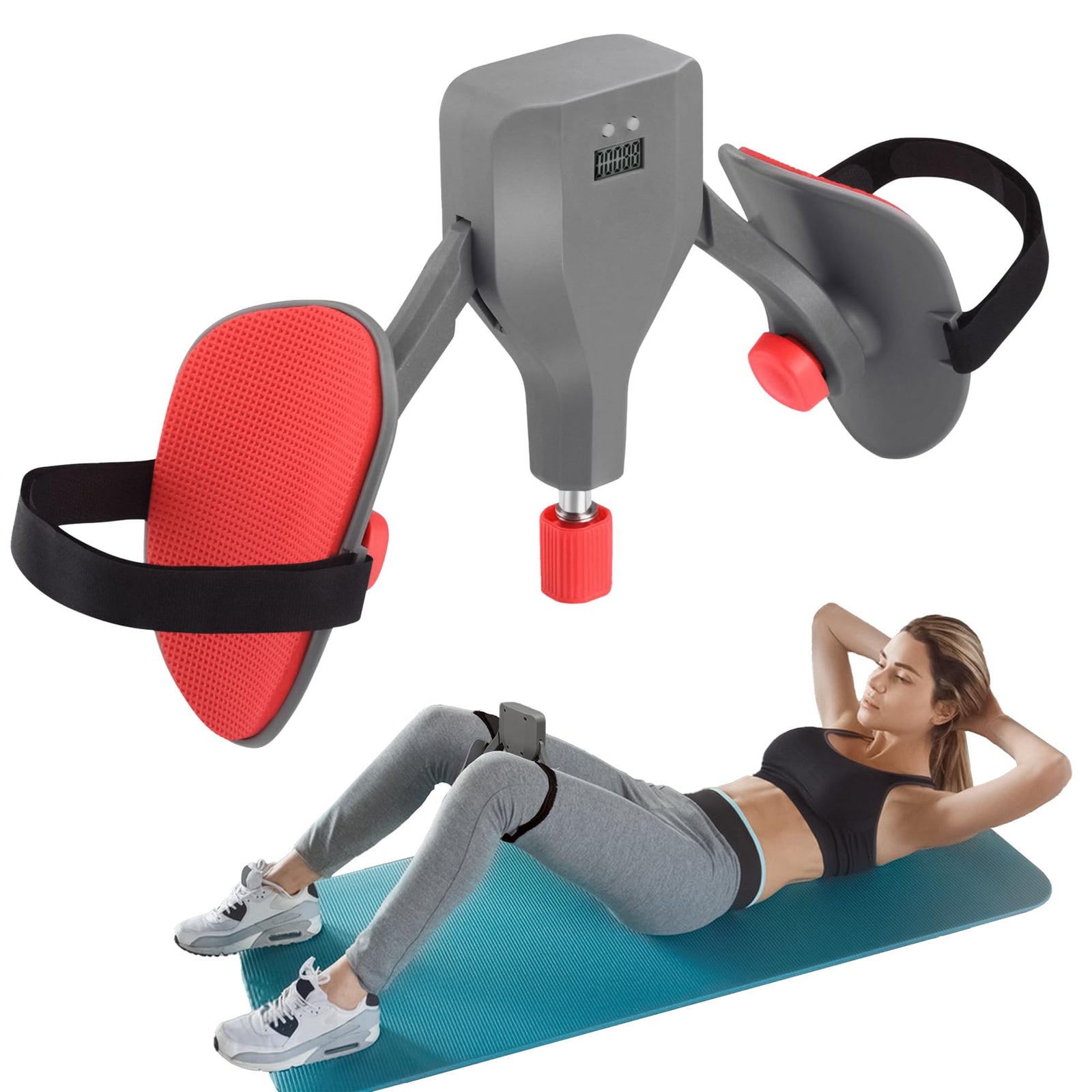 Thigh Master Max Drag 80LbBlack Exercise Equipment Pelvic Floor Muscle Strengthening TrainerFitness Workout Machine Inner Thigh Exerciser for PelvicGluteLegBack Gift for Men Women (Grey)