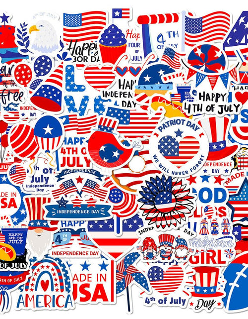 Load image into Gallery viewer, Independence Day Stickers 4th of July Stickers Patriotic Stickers American Flag Stickers for Laptop Skateboards Water Cup - 50Pcs
