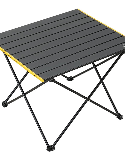 Cargar imagen en el visor de la galería, Mesa de camping plegable portátil EHHLY, mesa de picnic grande compacta de aluminio para playa, mesas de camping plegables ligeras para exteriores que se pliegan y enrollan, equipo esencial para la playa, accesorios de camping, color negro
