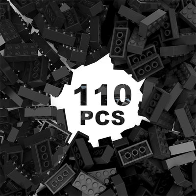 Classic Building Bricks 2x4 Compatible with Lego Parts and Pieces 3001 110 Piece Bulk Building Block Creative Building Block for Age 6+ Boys Girls and Bulk Enthusiast (Black)