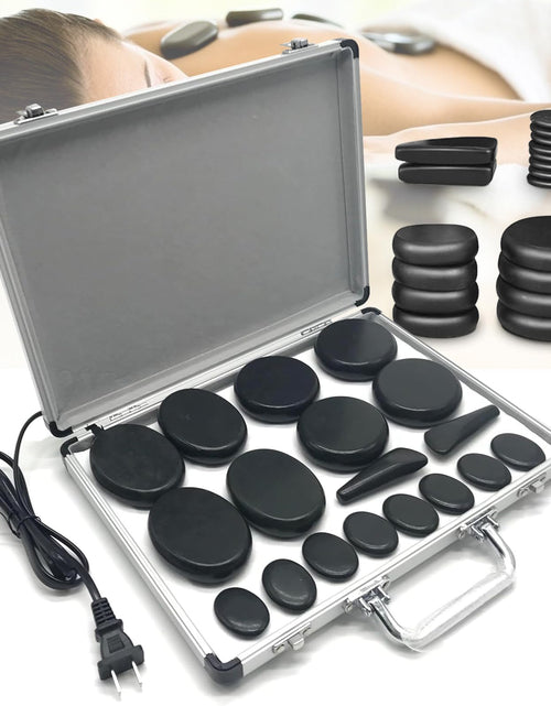 Cargar imagen en el visor de la galería, TPbaeke 18pcs Hot Stones for Massage with Warmer Massage Stones with Heater Kit for 4 Sizes Hot Stone Massage for Professional or Home Spa Warming Relaxing Therapy Relief
