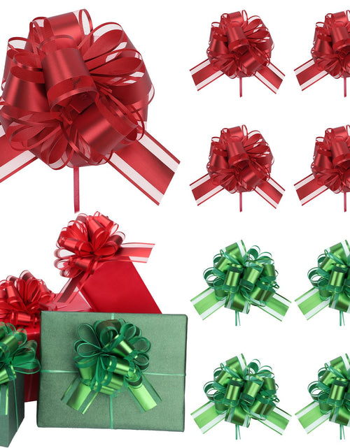 Cargar imagen en el visor de la galería, Heytimi 32 lazos grandes para regalo, lazos de regalo grandes de 6 pulgadas para regalos, lazos de cinta a granel para cestas de regalo, día de San Valentín, Pascua, Navidad, decoración de bodas (rojo y verde)
