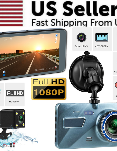 Load image into Gallery viewer, HD 1080P Car Dual Lens Dash Cam 4" DVR Recorder Front &amp; Rear Camera Night Vision
