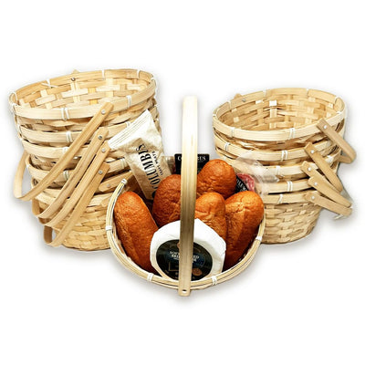 12 Pack Bulk Basket Natural 9" Swing Handle Oval Bamboo Basket Multipurpose Gift Basket Food Bread Fruit Storage Decorative Basket - Bulk Basket Supply Set of 12