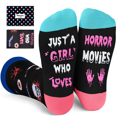 HAPPYPOP Horror Movie Gifts for Movie Lovers - Scary Movie Gifts for Movie Lovers Women Teen Girls Horror Scary Gifts Movie Socks