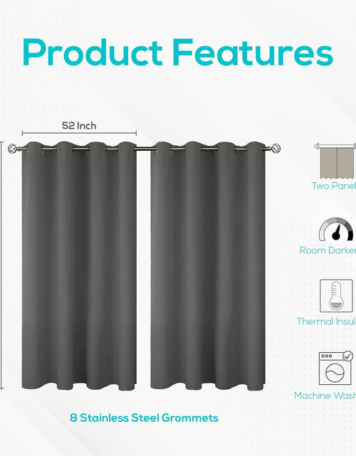 Load image into Gallery viewer, Blackout Curtains for Bedroom Pack of 2 Window Panels 52x63 inch Grey Color
