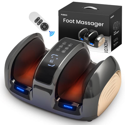 Puboo Shiatsu Foot Massager with Heat for Plantar Fasciitis for Circulation and Pain Relief Wireless Remote Control 3 Speeds 3 Massage Modes with Timer Premium Gift Box Fits Up to a Male US-14