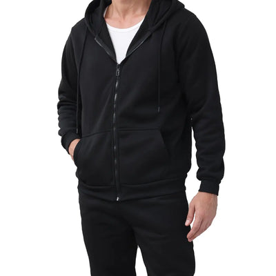 TUVEKE Black Mens Sweatsuit Casual Sweat Suits for Men 2 Piece Jogging Suits Sets Athletic Full Zip Hoodie and Pants Casual Track Suits Mens Set M