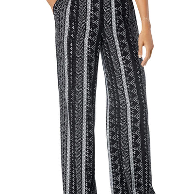 Woman Within Womens Plus Size Pull-On Elastic Waist Soft Pants - 18 W Black Batik Stripe