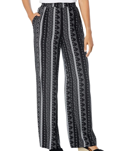 Load image into Gallery viewer, Woman Within Womens Plus Size Pull-On Elastic Waist Soft Pants - 18 W Black Batik Stripe
