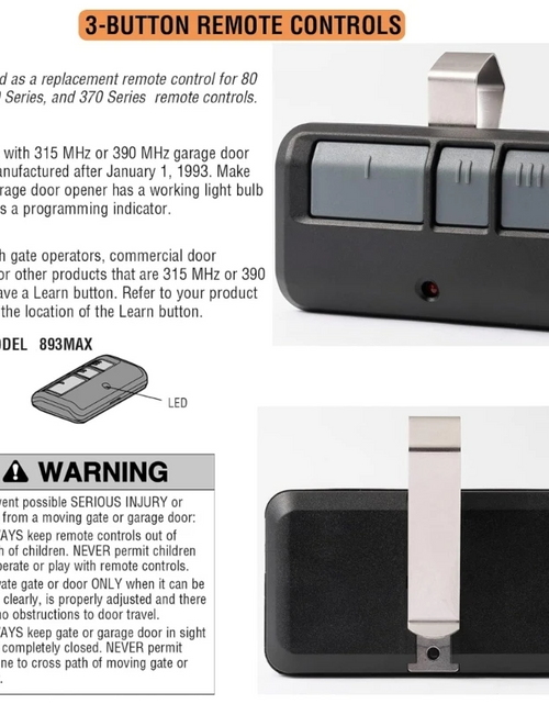 Load image into Gallery viewer, 2 For Chamberlain LiftMaster Garage Door Opener Remote 893LM 953EV-P2 Learn
