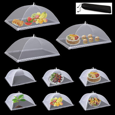 Cubiertas para Alimentos para Exteriores3 extra grandes de 40"X24" y paquete de 6 grandes de 17"X17" cubiertas de malla plegables para alimentos para exteriores para barbacoas, camping y fiestas