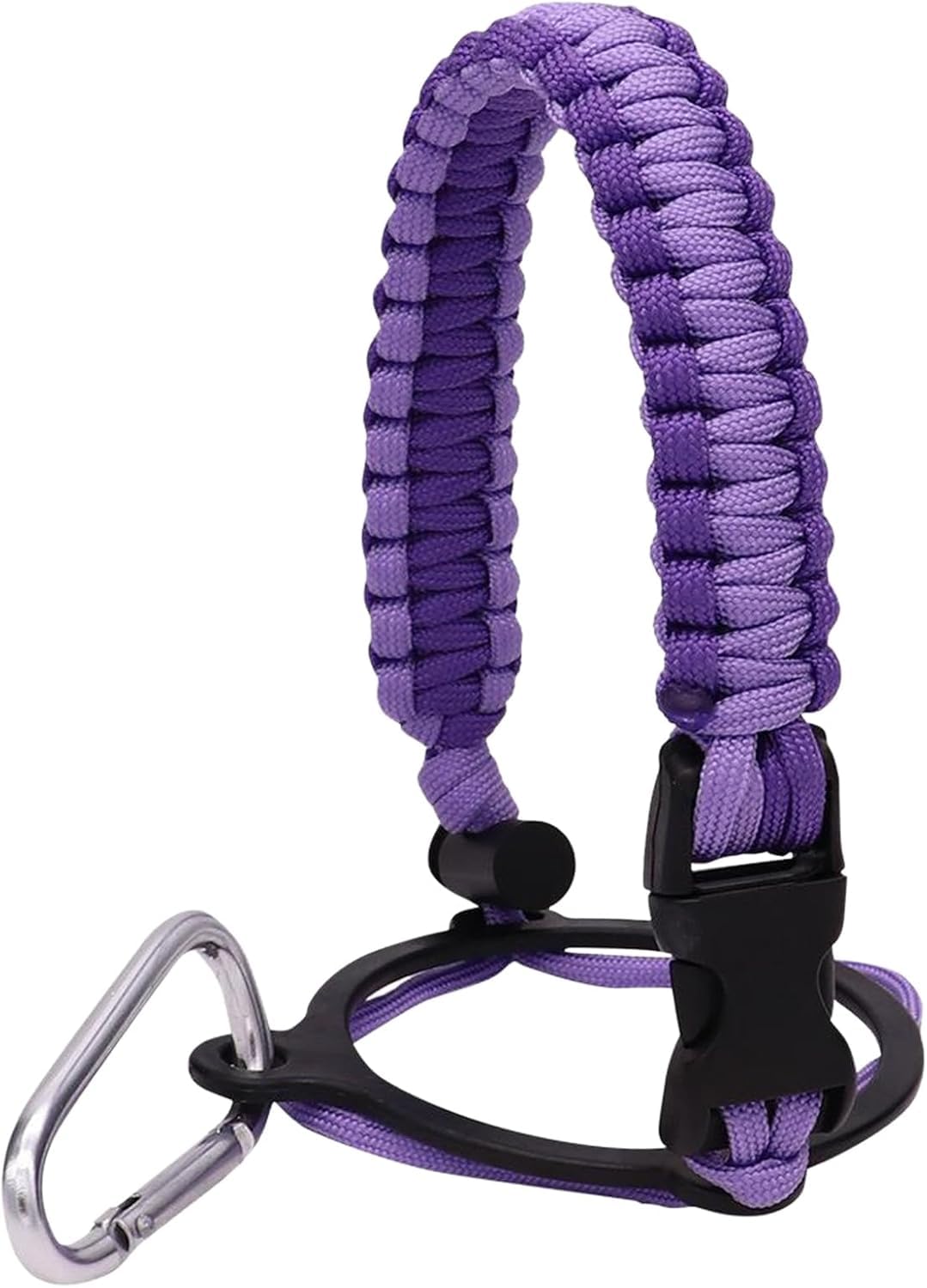 Sangle de poignée pour bouteille d'eau de camping en extérieur, poignée de bouteille d'eau en paracorde avec mousqueton de sécurité, porte-bouteille d'eau, accessoires d'eau (violet)