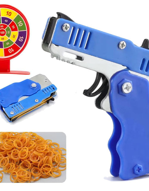 Cargar imagen en el visor de la galería, Aebecede 60 piezas Kit de objetivo para pistola de gomas Band Gun Llaveros plegables de metal con colgantes Juguete de tirador creativo para adultos Disparar cosas raras Gadgets geniales (azul)
