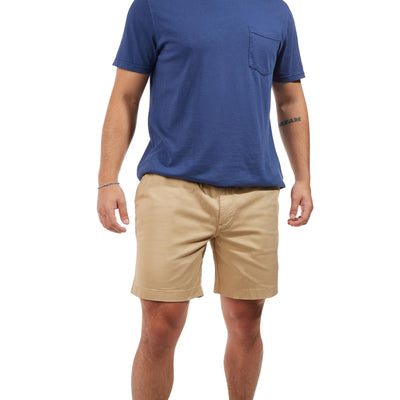 Chubbies Mens Shorts Casual 7 Inch Inseam Chino Shorts Men Designed for Comfort and Sytle with Elastic Waistband Chambray-Lined Two Side Pockets Cotton Shorts for Men Travertines XX-Large (Brown)