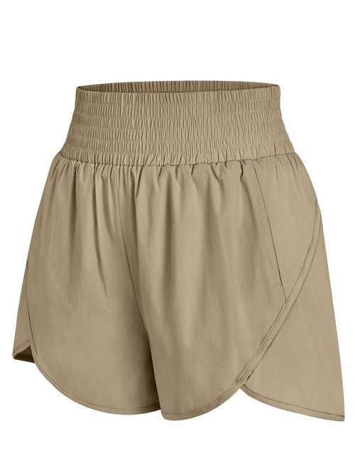 Load image into Gallery viewer, AUTOMET Womens Athletic Shorts High Waisted Running Shorts Gym Workout Shorts Casual Comfy Sport Shorts with Pockets 2024 Khaki
