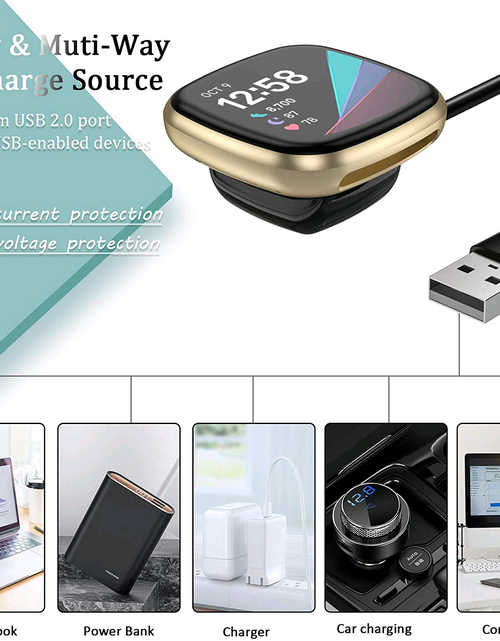 Load image into Gallery viewer, Wireless Charger For Fitbit Sense Versa 3 4 Watch USB Fast Charging Dock Cable

