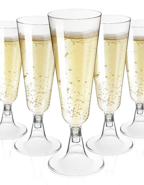 Load image into Gallery viewer, CALBODE 50 Pack New Clear Plastic Champagne Flutes5 OZ Disposable Plastic Champagne Glasses Plastic Mimosa Glasses Acrylic Wedding Toasting Glasses for New Year Birthday Cocktail Cups Bulk
