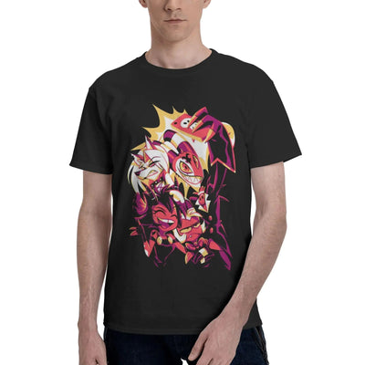 Helluva Anime Boss Shirt Mens Casual Crew Neck Tee Tops Breathable Short Sleeve T-Shirts Black
