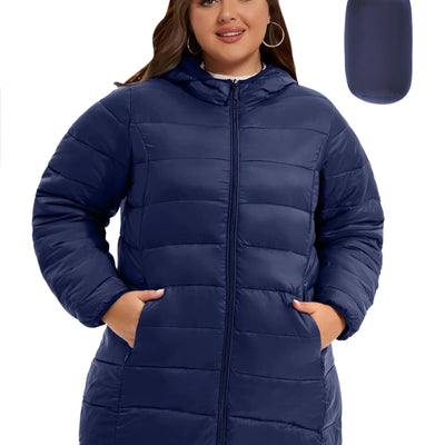 WINDMILL Womens Plus Size Packable Puffer Jacket Hooded Lightweight Puffy Jacket (1X-6X)