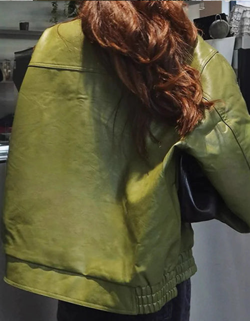 Load image into Gallery viewer, Green Faux Leather Jacket
