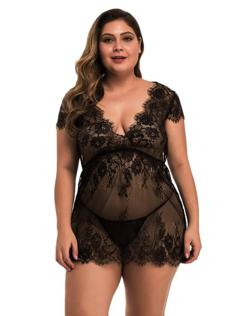 Load image into Gallery viewer, Lace Plus Size Lingerie and Sleepwear Set
