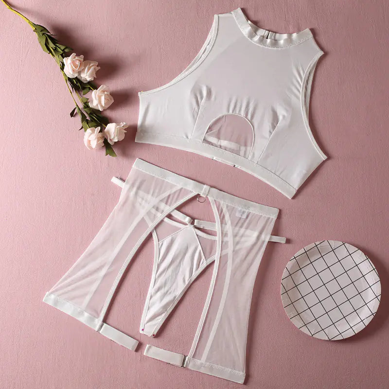 Fashionable Black Wireless Lingerie Set - 3 Pieces