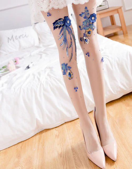 Load image into Gallery viewer, Embroidered Cherry Blue Banshee Pattern Stockings
