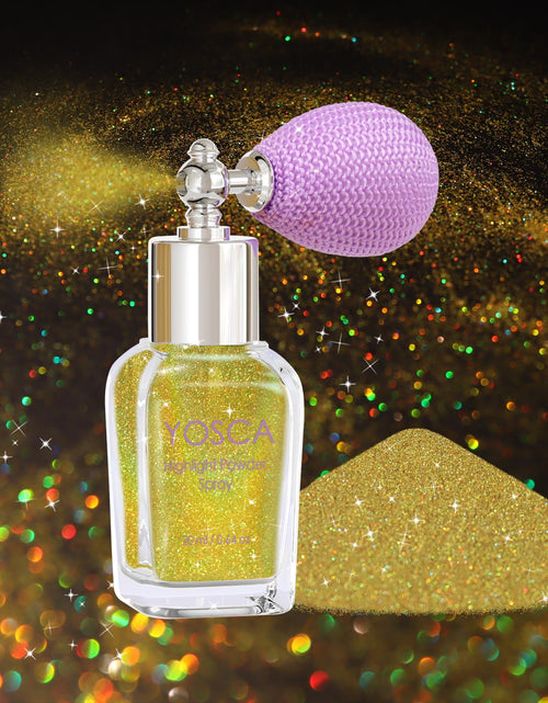 Load image into Gallery viewer, Yosca Body Glitter Spray 30ML Loose Laser Body Shimmer Powder Holographic Hair Spray Gold Glitter Sparkle Highlighter Makeup Festival Concert Party Accessories for Rave Clothes Hair Face Nail Art
