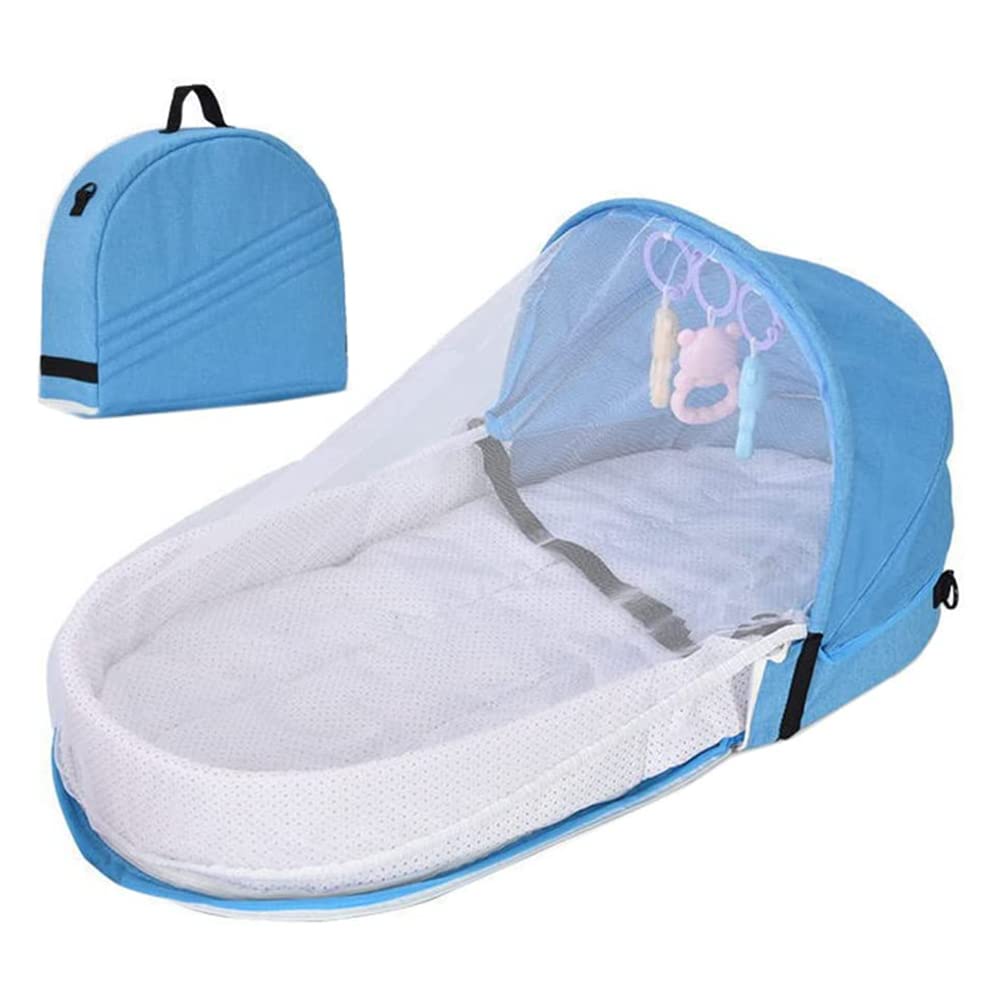 SFNTION Baby Travel Cot with Net Foldable Baby Tent Washable Crib Bionic Travel Bed Breathable Cradle Cot