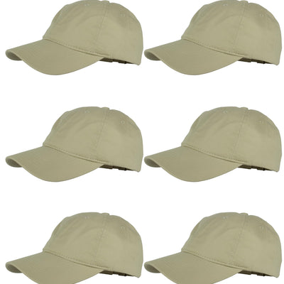 Gelante Cotton Twill Washed Unstructure Baseball Cap - Adjustable Blank Hat for Men Women - Wholesale Bulk Lot of 6 Pack (Khaki)
