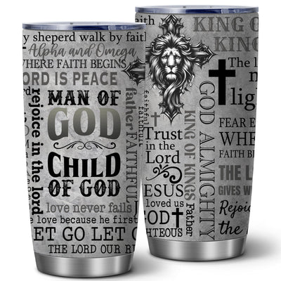 Vaso térmico aislado ATHAND Christian Man Of God de 20 oz | Tazas de viaje de café al vacío de acero inoxidable | Regalos de cumpleaños para hombres 1 pieza