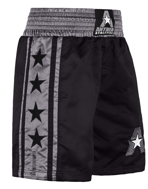 Charger l'image dans la visionneuse de galerie, Anthem Athletics Classic Boxing Shorts Men Boxing Shorts Women - Machine Washable Boxing Trunks Boxer Shorts Costume Muay Thai Shorts - Black &amp; Grey - X-Large
