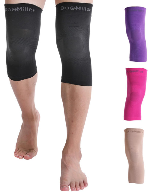 Load image into Gallery viewer, Doc Miller 2 Pack Knee Compression Sleeve Brace for Men &amp; Women - Best Support for Gym Workout Running Sports ACL Meniscus Tear Arthritis Joint Pain Relief &amp; Injury Recovery
