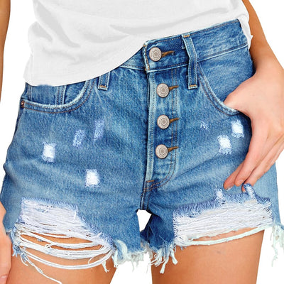 Syewan Denim Shorts for Women Womens Juniors Jean Shorts Hem Ripped Jean Shorts Hot Shorts High Waisted Shorts