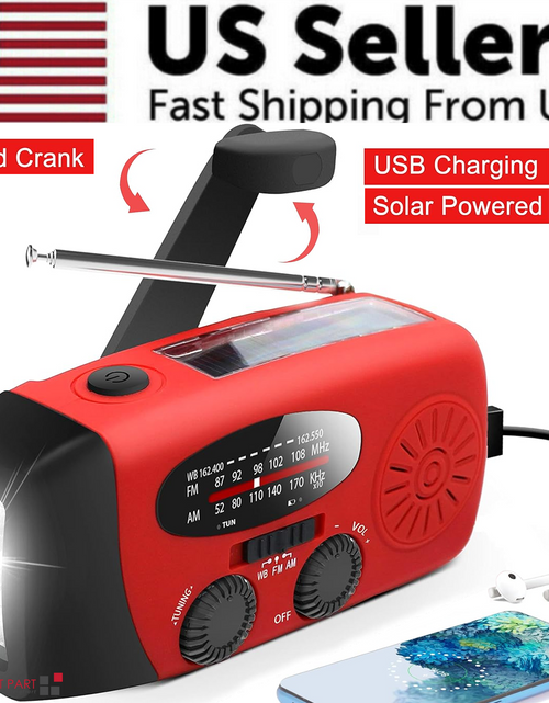 Load image into Gallery viewer, Emergency  Radio Crank Solar Hand Weather 1000mAh Power Bank Charger Flash Light

