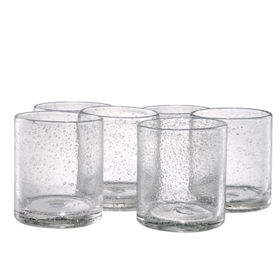 ARTLAND 14oz Double Old Fashion Glass Set of 6 | Iris Seeded Design Clear | Drinking Glass for Parties and Everyday Use - Mojito Whiskey Cocktail | Glassware & Barware Essentials