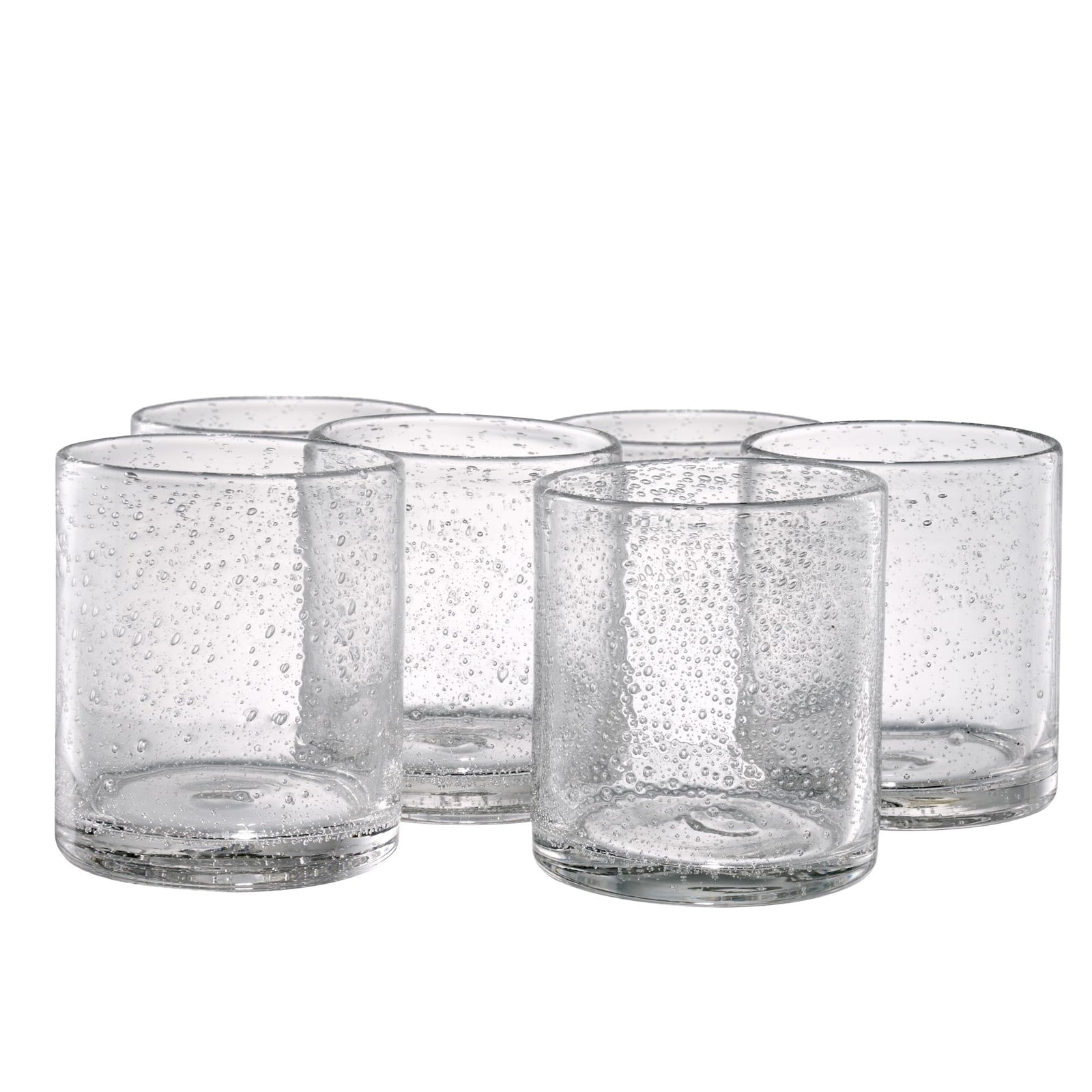 ARTLAND 14oz Double Old Fashion Glass Set of 6 | Iris Seeded Design Clear | Drinking Glass for Parties and Everyday Use - Mojito Whiskey Cocktail | Glassware & Barware Essentials