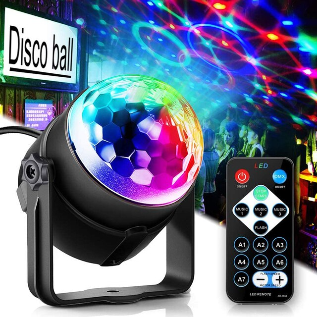 Luces de discoteca, estroboscópicas, LED, bola de DJ, bombilla activada por sonido, lámpara de decoración para baile